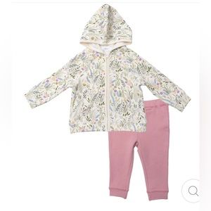 NWT Angel Dear Organic Cotton Baby Girl Hoodie and Jogger Set Riverbank Floral
